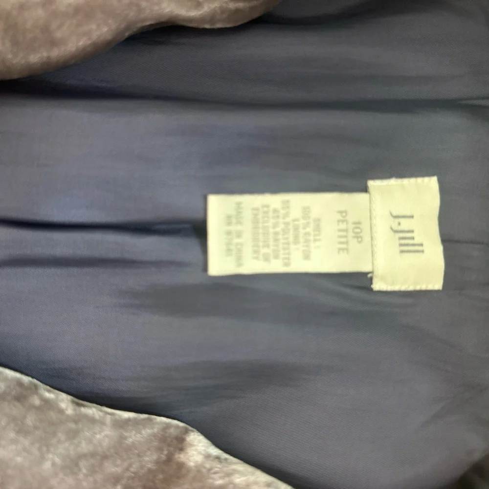 J Jill Women's Floral Embroidered Crushed Velvet Blazer Jacket Career Sz 10P